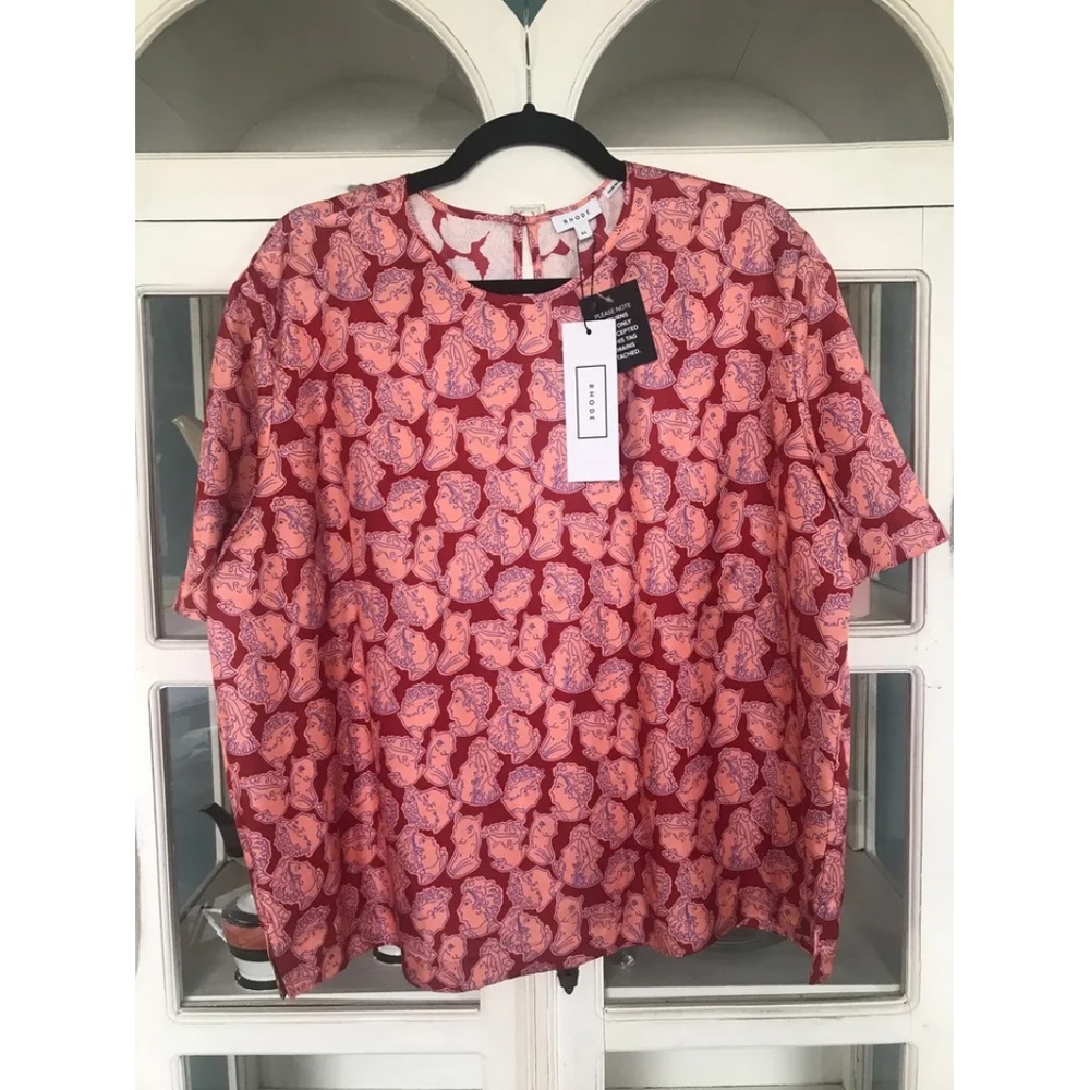Rhode Theo silk top in greek gods print - XL - NWT